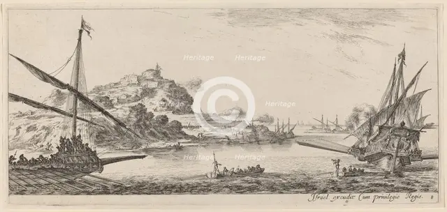 Two Galleys and their Launches, in or before 1647. Creator: Stefano della Bella.