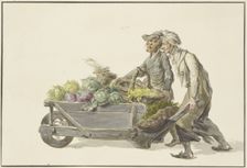 Two gardeners driving vegetables to market, c1834-1836. Creator: C. H. Meyer