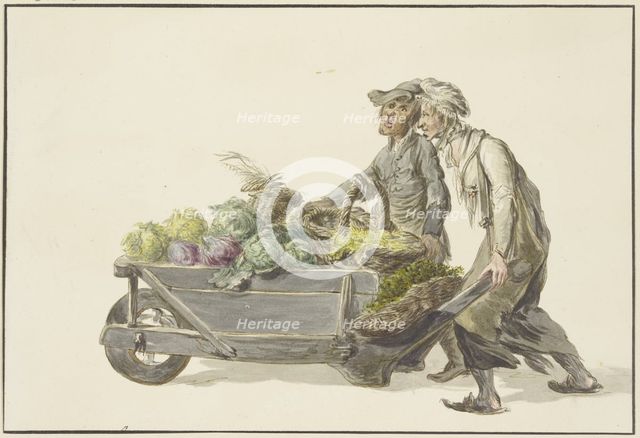 Two gardeners driving vegetables to market, c1834-1836. Creator: C. H. Meyer.
