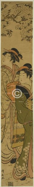Two Geisha Walking under a Cherry Tree, c. 1781. Creator: Torii Kiyonaga.