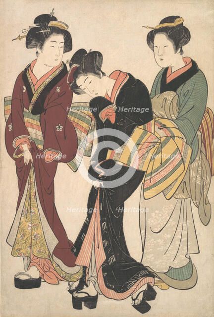 Two Geishas and a Maid, ca. 1790. Creator: Kitao Shigemasa.