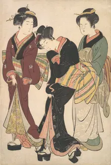 Two Geishas and a Maid, ca. 1790. Creator: Kitao Shigemasa