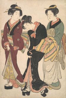 Two Geishas and a Maid, ca. 1790. Creator: Kitao Shigemasa