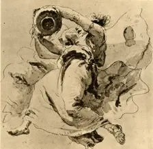 Two geniuses holding a Jar mid 18th century, (1928). Artist: Giovanni Battista Tiepolo