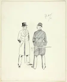 Two Gentlemen with Walking Sticks, 1893. Creator: Philip William May