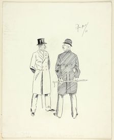 Two Gentlemen with Walking Sticks, 1893. Creator: Philip William May
