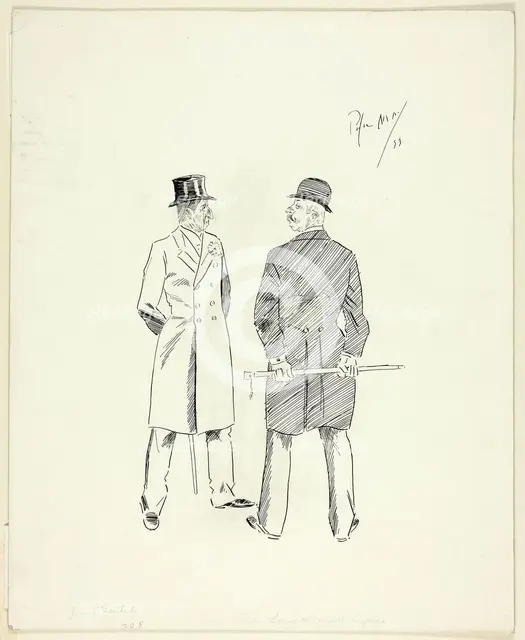 Two Gentlemen with Walking Sticks, 1893. Creator: Philip William May.