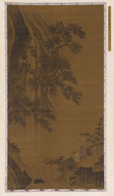 Two Gentlemen Contemplating a Waterfall, Ming dynasty, 16th century. Creator: Unknown