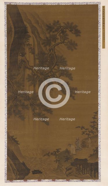 Two Gentlemen Contemplating a Waterfall, Ming dynasty, 16th century. Creator: Unknown.