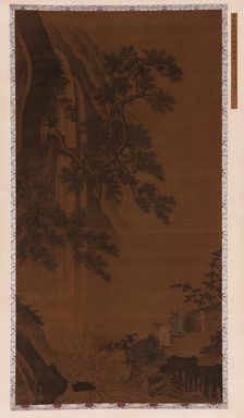 Two Gentlemen Contemplating a Waterfall, Ming dynasty, 16th century. Creator: Unknown