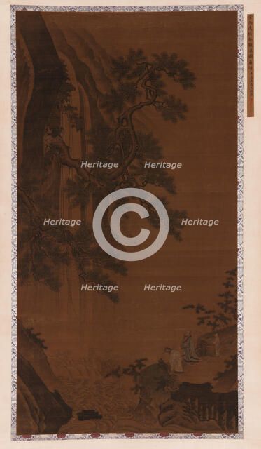 Two Gentlemen Contemplating a Waterfall, Ming dynasty, 16th century. Creator: Unknown.