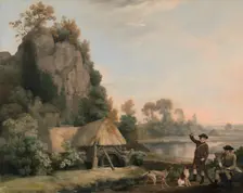 Two Gentlemen Going a Shooting, with a View of Creswell Crags, Taken on the Spot, ca. 1767. Creator: George Stubbs
