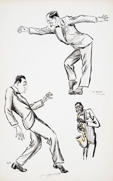 Two gentlemen in black tie perform La Danse Havas to the saxophone, from White Bottoms pub. 1927