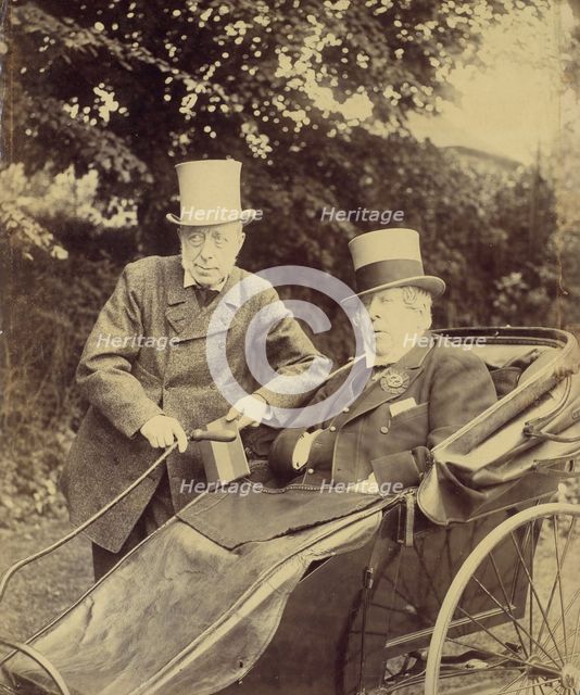 Two Gentlemen, One in Cart, 1860s-70s. Creator: Unknown.