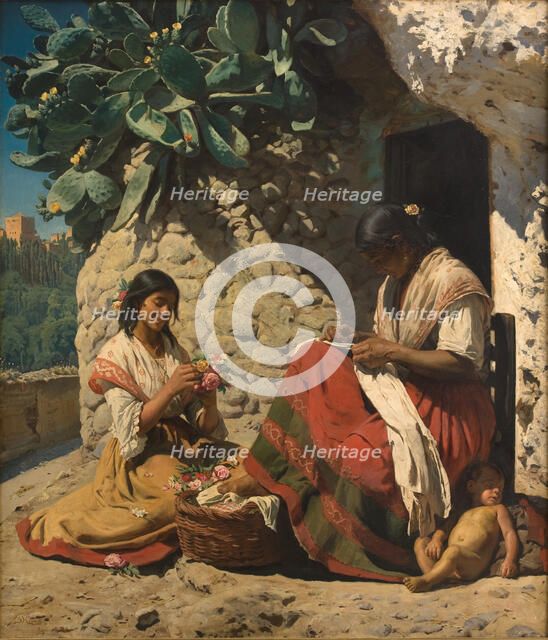 Two Gipsy Women Outside their Cottage. Spain, 1878. Creator: Peder Severin Kroyer.