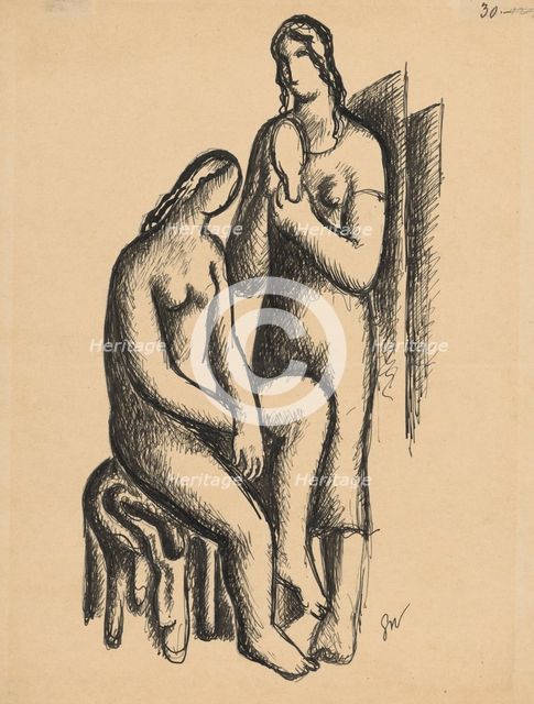 Two girlfriends, 1929. Creator: Mikulas Galanda.