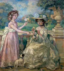 Two Girls on a Terrace 1903. Artist: Charles Guerin