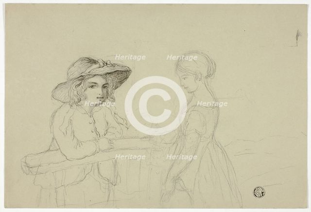 Two Girls at Gate, n.d. Creator: Elizabeth Murray.