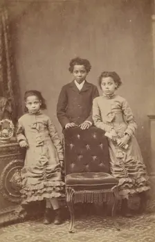 Two Girls and a Boy, 1865-1875. Creator: J. Heap