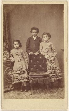 Two Girls and a Boy, 1865-1875. Creator: J. Heap