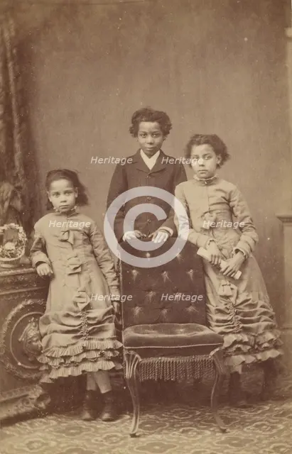 Two Girls and a Boy, 1865-1875. Creator: J. Heap.