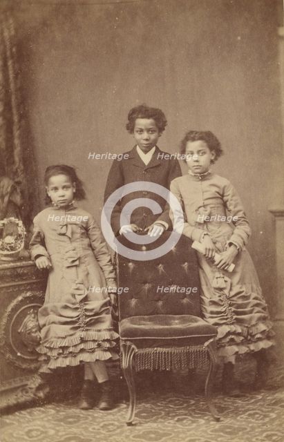 Two Girls and a Boy, 1865-1875. Creator: J. Heap.