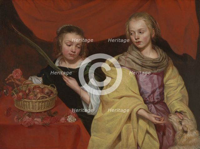 Two Girls as Saint Agnes and Saint Dorothy. Creator: Michaelina Woutiers.
