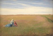 Two Girls in a Field. A Summer’s Day, 1885-1889. Creator: Michael Peter Ancher