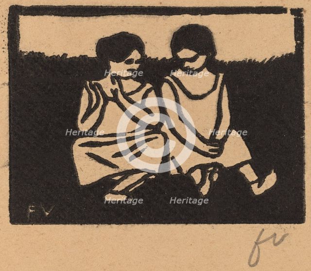 Two Girls in Chemises (Deux fillettes en chemise), 1893. Creator: Félix Vallotton.