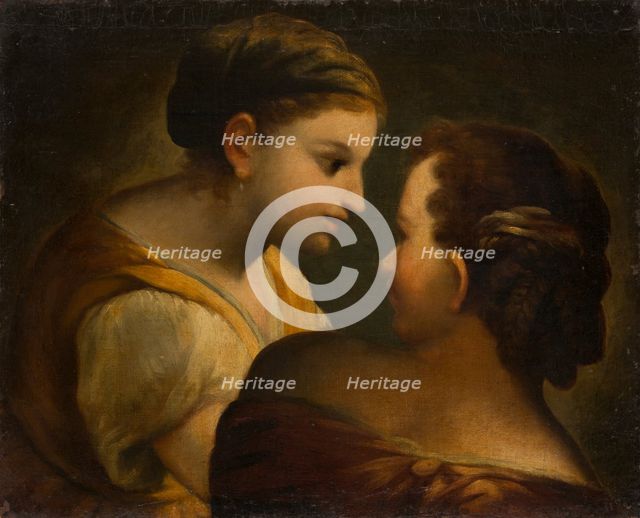 Two Girls in Conversation, 1700-1800. Creator: German Master.