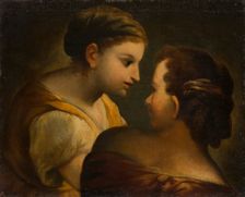 Two Girls in Conversation, 1700-1800. Creator: German Master