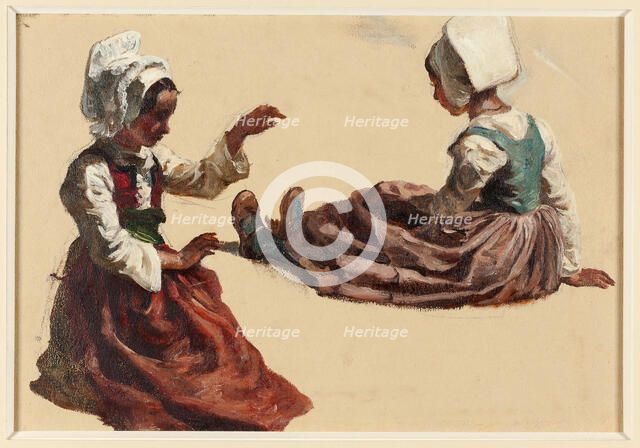 Two Girls in Regional Costume, n.d. Creator: Hippolyte Lalaisse.