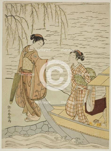 Two Girls Leaving a Boat, c. 1767/68. Creator: Suzuki Harunobu.