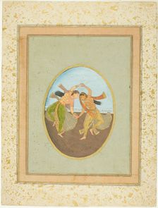 Two Girls Performing Kathak, 18th century. Creator: Unknown