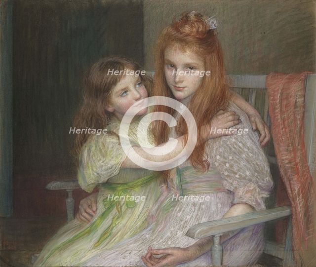 Two girls sitting on a bench. Artist: Breslau, Louise-Cathérine (1856-1927)