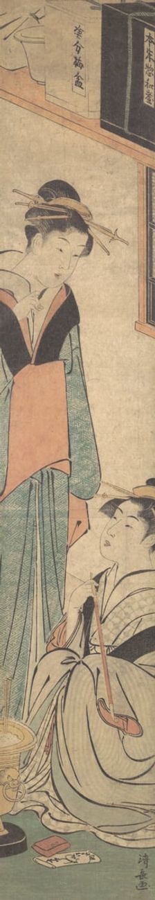 Two Girls Talking Near the Hibachi (Fire-Pot), ca. 1785. Creator: Torii Kiyonaga