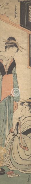 Two Girls Talking Near the Hibachi (Fire-Pot), ca. 1785. Creator: Torii Kiyonaga.