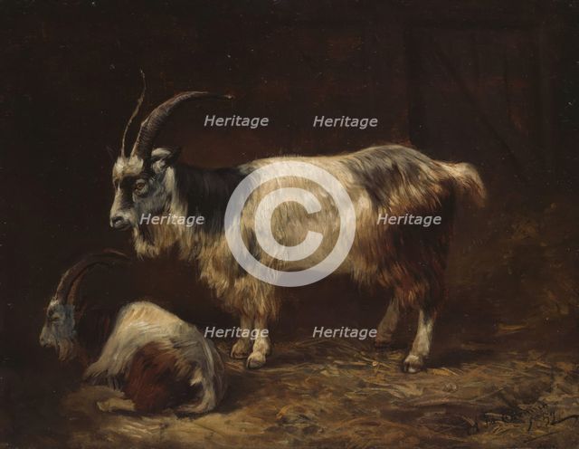 Two Goats, 1852. Creator: Adolph Tidemand.