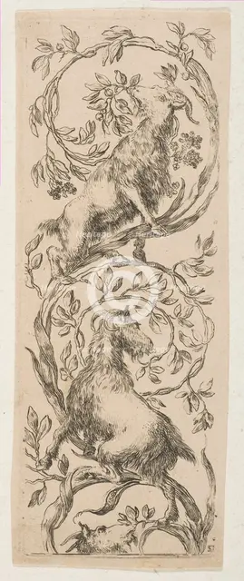 Two Goats Nibbling Branches, ca. 1653. Creator: Stefano della Bella.