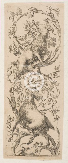 Two Goats Nibbling Branches, ca. 1653. Creator: Stefano della Bella.