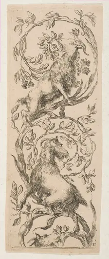 Two Goats Nibbling Branches, ca. 1653. Creator: Stefano della Bella