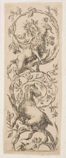 Two Goats Nibbling Branches, ca. 1653. Creator: Stefano della Bella
