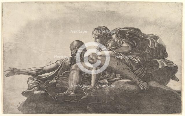 Two Gods on a Cloud, mid-16th century. Creator: Attributed to Master FG (Italian, active mid-16th century).