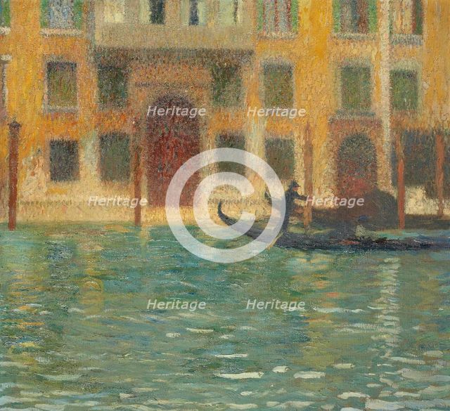 Two gondolas in front of a Venetian palace, c1910. Creator: Martin, Henri (1860-1943).