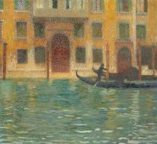 Two gondolas in front of a Venetian palace, c1910. Creator: Martin, Henri (1860-1943)