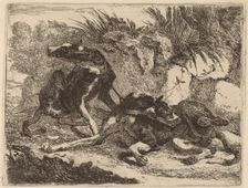 Two Greyhounds, Leashed and Facing Opposite Directions, 1642. Creator: Jan Fyt