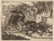 Two Greyhounds, Leashed and Facing Opposite Directions, 1642. Creator: Jan Fyt