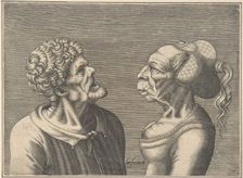 Two Grotesque Heads, 1538-73. Creator: Hans Liefrinck