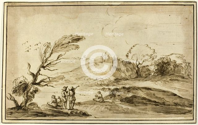 Two Groups of Figures in a Landscape, n.d. Creator: Unknown.