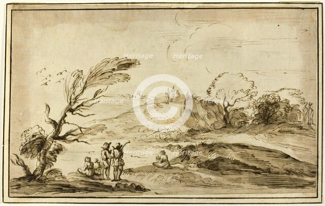 Two Groups of Figures in a Landscape, n.d. Creator: Unknown.